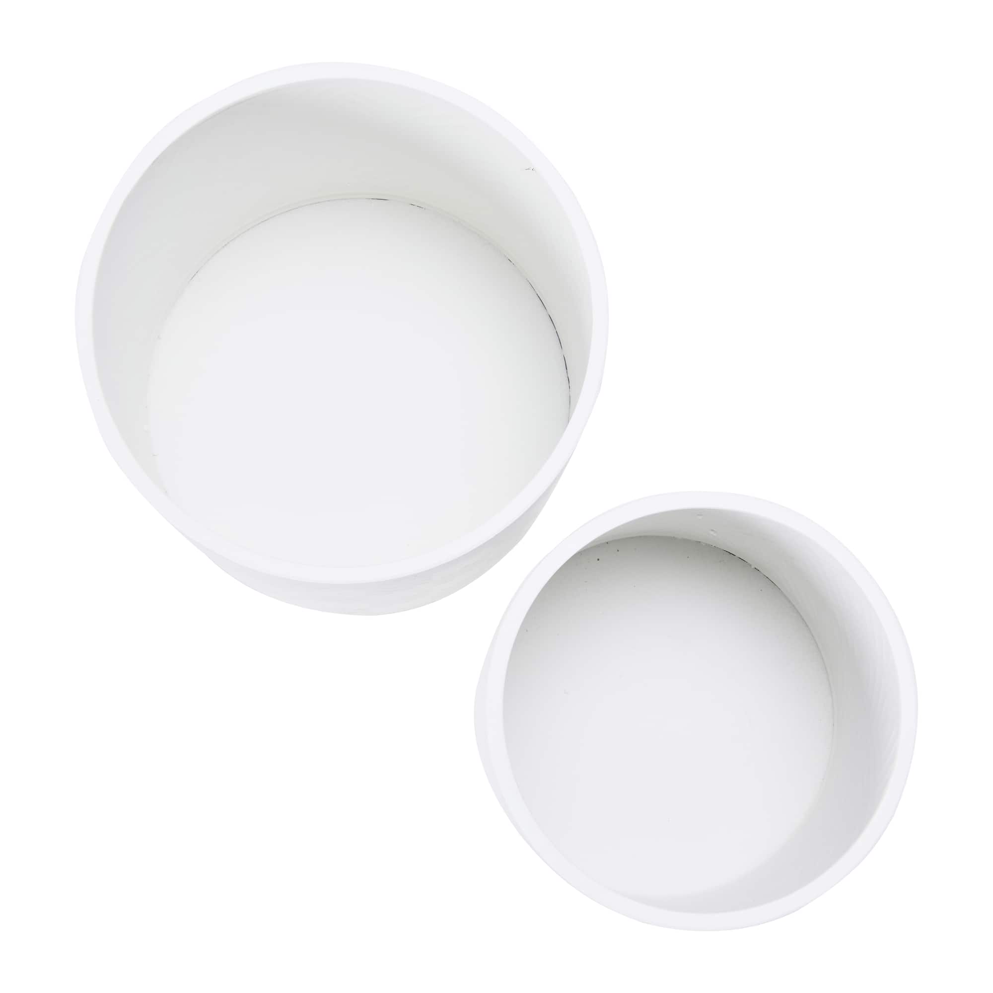 Hello Honey® White & Black Boho Embossed Metal Planters with Stands Set